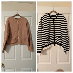 TWO Illusory Cardigan Sweaters XL
